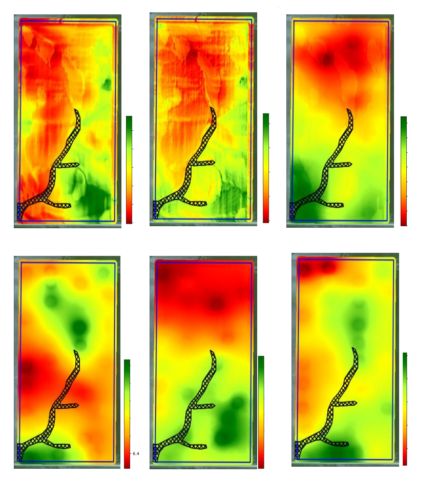 Variable-rate nutrient prescription map across a field